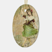 踊りガールビクトリアングリーンw/レッドローズオーナメント セラミックオーナメント (左)