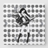 踊りガールフレンド スクエア壁時計 (正面)