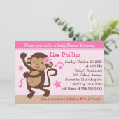 踊りガールモンキーロッカーベビーシャワー招待状 招待状 (スタンド正面)