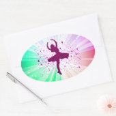 踊りガール光沢オーバル子供へステッカー 楕円形シール (封筒)