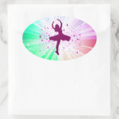 踊りガール光沢オーバル子供へステッカー 楕円形シール (バッグ)