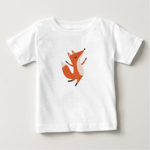 踊りキツネキュートアート ベビーTシャツ