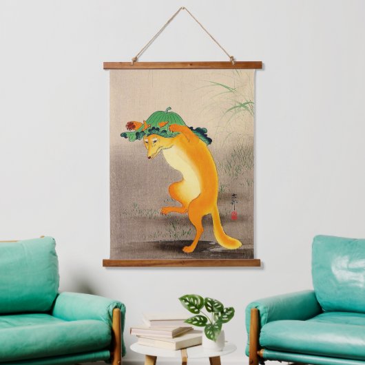 踊りキツネ大原小村1910 吊り下げ型タペストリー (リビング)