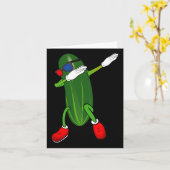 踊りキュウリ漬け恋人かわいいおもしろい カード (黄色い花)