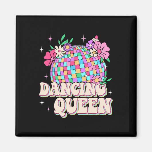 踊りクイーンシャツレトロダンスママ70s 80s マグネット (正面)