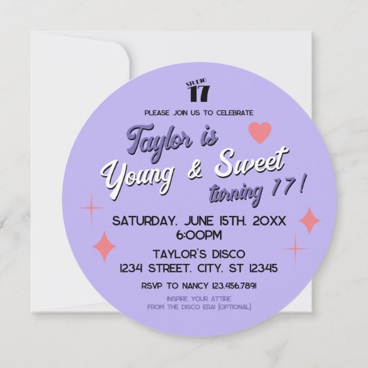 踊りクイーンターニング17ディスコボール招待状 招待状 (裏面)