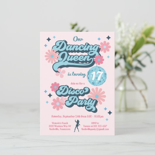 踊りクイーンディスコ誕生日パーティー 招待状 (スタンド正面)