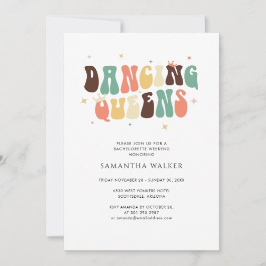 踊りクイーンバチェロレッテウィークエンドイナリーレトロ 招待状 (正面)