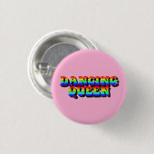 踊りクイーン動揺してヴィンテージ3Dタイポグラフィ 缶バッジ (正面&裏面)