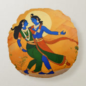踊りクリシュナラダ ラウンドクッション (正面)