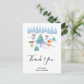 踊りクリスマスフォレスト動物ありがとう ポストカード (スタンド正面)