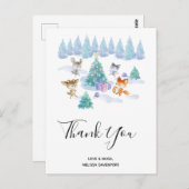 踊りクリスマスフォレスト動物ありがとう ポストカード (正面/裏面)