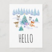 踊りクリスマスフォレスト動物の水の色こんにちは ポストカード (正面)