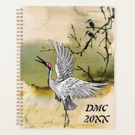 踊りクレーンとカワウソ墨絵 プランナー手帳