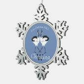 踊りクレーン スノーフレークピューターオーナメント (右)