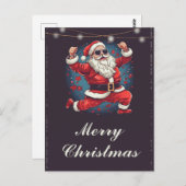 踊りクールサンタクロースイラストレーション ポストカード (正面/裏面)