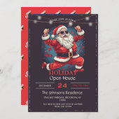 踊りクールサンタクロースイラストレーション 招待状 (正面/裏面)