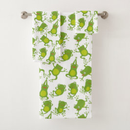 踊りグリーンカエル バスタオルセット