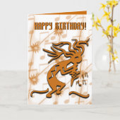 踊りココペリミュージシャンハッピーバースデーテンプレート カード (黄色い花)