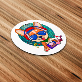 踊りコーギかわいいカワイイ ラウンドシール