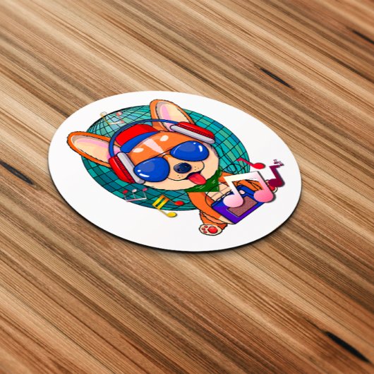 踊りコーギかわいいカワイイ ラウンドシール