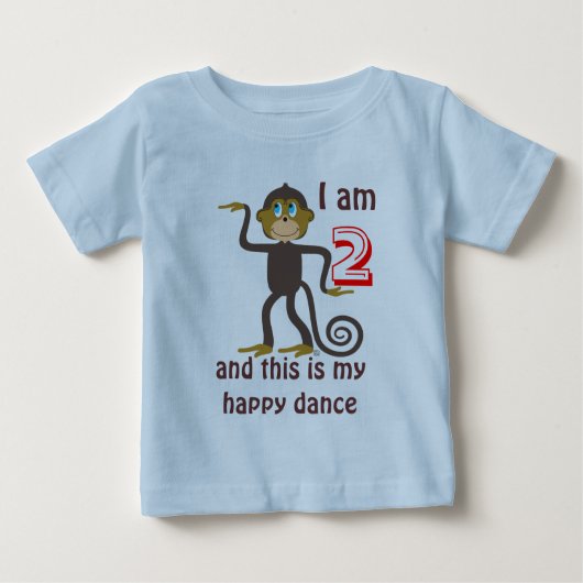 踊りサル2歳の誕生日パーソナライズされた、 ベビーTシャツ (正面)