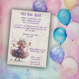 踊りシニアレディおもしろいマイルストーンお祝い 招待状