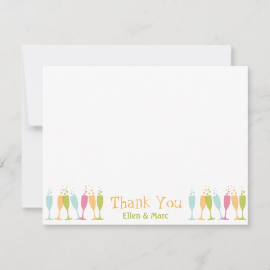 踊りシャンパングラスカラーバブ感謝していリーユー サンキューカード (正面)