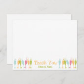 踊りシャンパングラスカラーバブ感謝していリーユー サンキューカード (正面/裏面)