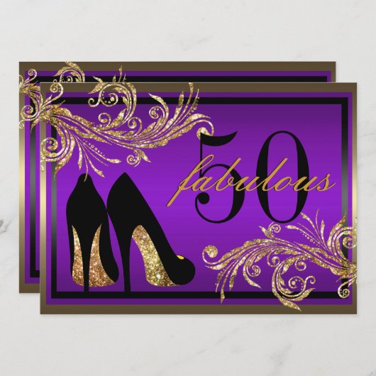 踊りシューズ-素晴らしい50番目の誕生日招待状 招待状 (正面/裏面)