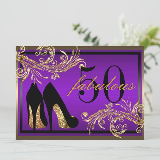 踊りシューズ-素晴らしい50番目の誕生日招待状 招待状 (スタンド正面)