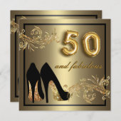 踊りシューズ-素晴らしい50番目の誕生日招待状 招待状 (正面/裏面)