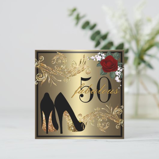 踊りシューズ – 素晴らしい50th誕生日招待状 招待状 (スタンド正面)