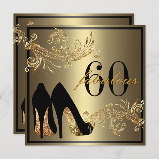 踊りシューズ-素晴らしい60番目の誕生日招待状 招待状 (正面/裏面)