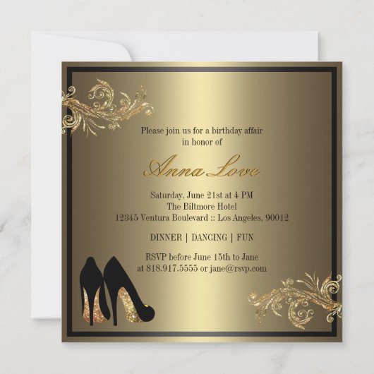 踊りシューズ-素晴らしい60番目の誕生日招待状 招待状 (裏面)