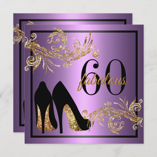 踊りシューズ-素晴らしい60番目の誕生日招待状 招待状 (正面/裏面)