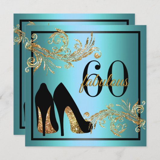 踊りシューズ – 素晴らしい60th誕生日招待状 招待状 (正面/裏面)