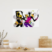 踊りシルエットガールズポスター ポスター (キッチン)