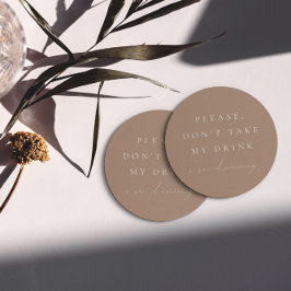 踊りシンプルのTaupe飲み物を飲まない ラウンドペーパーコースター