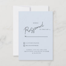 踊りシンプルダスティブルーウェディングRSVPディナー&