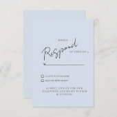 踊りシンプルダスティブルーウェディングRSVPディナー& 出欠カード (正面/裏面)
