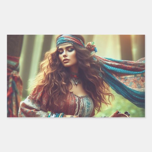 踊りジプシ 長方形シール (正面)