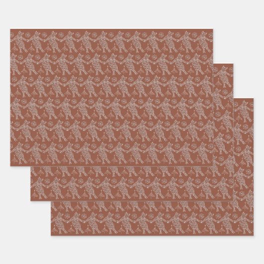 踊りジンジャーパン猫 ラッピングペーパーシート (セット)