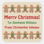 踊りジンジャーブレッドCookie スクエアシール (正面)