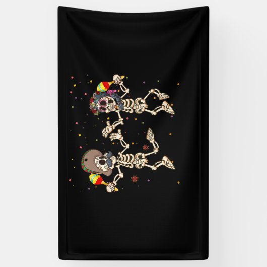 踊りスカルデッドデイウーマンディアデロスムエルトス 横断幕 (縦)