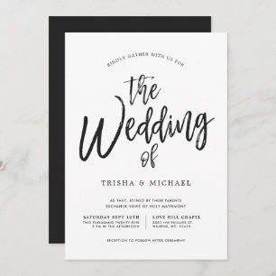 踊りスクリプトブラック 結婚ホワイト 招待状