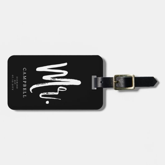 踊りスクリプトレタリング |ミセス |夫のEst。 ラゲッジタグ (正面横)