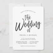 踊りスクリプト(黒)|ホワ結婚イト(ストライプの背) 招待状 (正面)