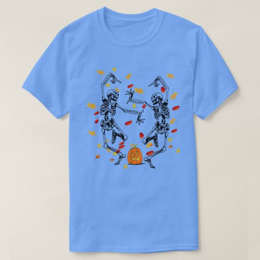 踊りスケルトンおもしろいズキュートハロー Tシャツ (デザイン正面)