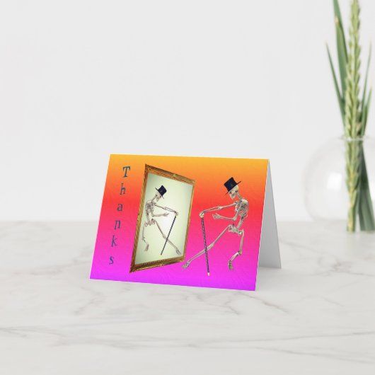 踊りスケルトンかわいいサンキューカード サンキューカード (正面)
